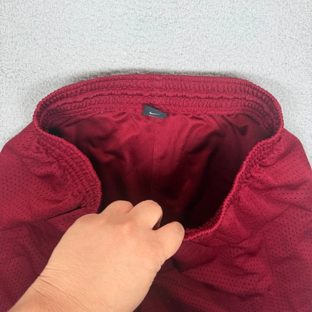 Vintage Nike Mens Basketball Shorts XXL Maroon Burgundy Mesh Striped Athletic